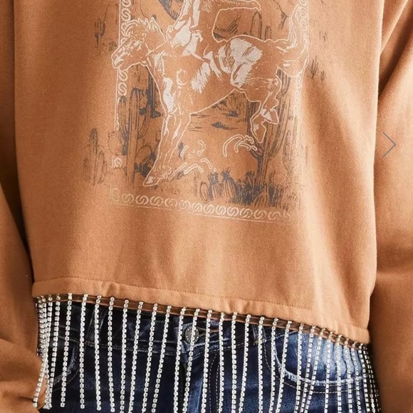 Rhinestone Fringe Cropped Pullover - Picture 2 of 2